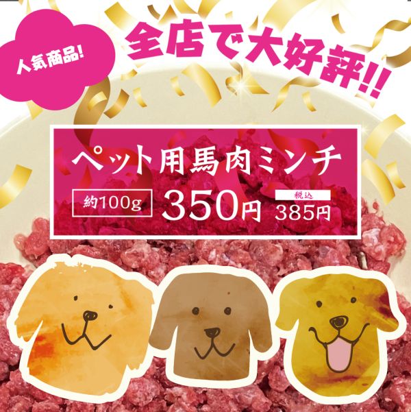 ペット用馬肉ミンチ 100g 350円